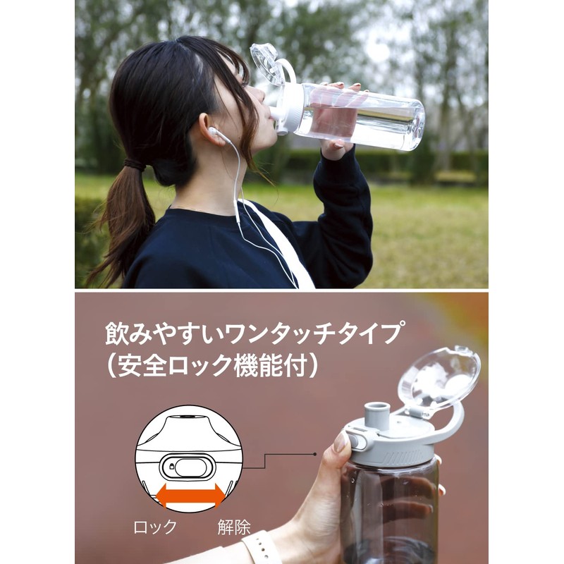 CB Japan Water Bottle, Time Marker, Memory Included, Gray, One-Touch,