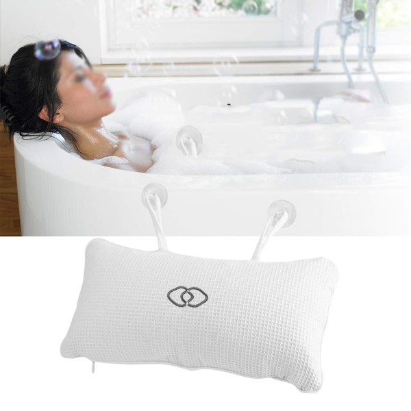 Bath Pillow, Non-Slip Bath Pillow, Bath Pillow, Spa Pillow with Suction Cups, for Bathtubs, Home Spa, 350 x 200 mm