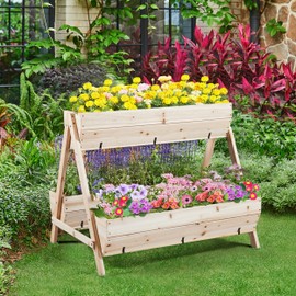 Yaheetech 44 x 36.5 x 35.5 Wooden Raised Garden Bed with Legs 3 Tiers Raised Garden Beds Outdoor Elevated Planter Boxs Outdoor for Flowers, Vegetables, Herbs, 1pc