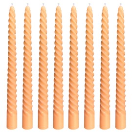 8 Pack 10 Inch Orange Spiral Taper Candle Set, 7/8 Inch Unscented Driples Candlesticks for Home Decoration, 6-7 Hours Burn