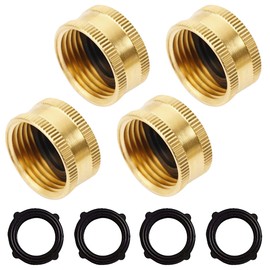 Hourleey Brass Garden Hose End Caps, 4 Pack 3/4" Female End Cap, Garden Hose End Caps with 4 Washers