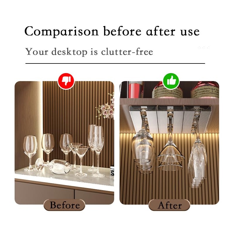 Vaisoeny Wine Glass Holder - 2 Pack Under Cabinet Translucent