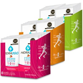 Pack de 30 Unidades - 6gr por Unidad - Electrolitos en Polvo Soluble 600ml | Variedad de Sabores | Sin Calorias, Sin Azucar, Libre de Gluten y Vegano | Polvo en Sobres para Disolver en Agua | HIDRA2GO