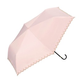 2022 Wpc. 801-972 Women’s Mini Folding Parasol, Blackout, Star Pattern, Scallop, 19.7 inches (50 cm), Full Light Blocking, 100% UV Cut, For Both Sunny and Rainy Weather, Pink