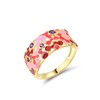 Santuzza Sterling Silver Enamel Pink Mosaic Pattern Ring Created Purple