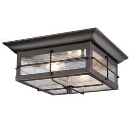 Westinghouse 6578400 Orwell 2 Light Outdoor Flush Mount Fixture in Oil Rubbed Bronze and Clear Glass, 6578400
