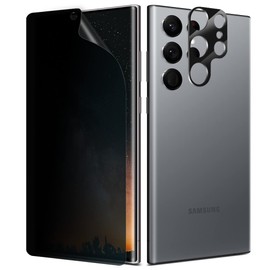 DIACUBE Peeping Prevention Film (2 Sheets) + Lens Film (1 Sheet) Specifically Designed for Galaxy S23 Ultra (6.8") [Self-Healing] [Fingerprint Authentication] [Guide Tool Easy Installation]