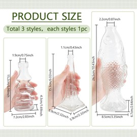 PH PandaHall 3 Styles Glass Vase Christmas Tree Shaped Vase Fish Shaped Glass Vase Tower Vase Clear Bottle Container Cute Bud Vase for Flowers Plants Christmas Party Home Wedding Tabletop Decor