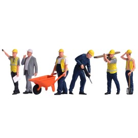 VM USA VM 1/64 Construction Workers Figure 6pcs Miniature Dolls Toys Resin Painted