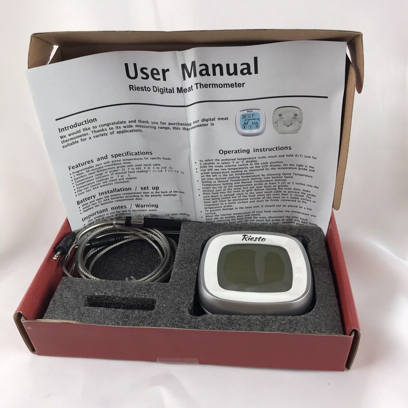 Riesto Touch Screen Thermometer and Timer With Extra Probe! Oven
