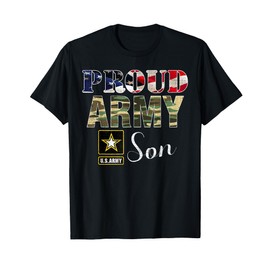 Proud Army Son With American Flag Gift For Veteran Day T-Shirt