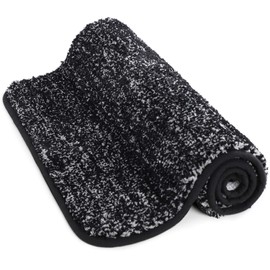 Lifewit Front Door Mat Water Absorbent Low Profile 35" x 24" Machine Washable Doormat for Indoor Non Slip Rubber Entrance Rug Dirt Trapper Mats Shoes Scraper for Entry, Patio, Porch, Black