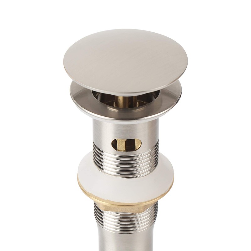 Brushed Nickel Pop Up Sink Drain with Overflow, Bathroom Faucet