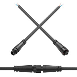 SinLoon 2 Wire Waterproof Connector Pigtail Cable Small Size M12 2 Pin Connector 18AWG IP68 Male Female Extension Cable for Indoor/Outdoor LED Strip Lights,20CM 1Pair (Male/Female Pigtail)