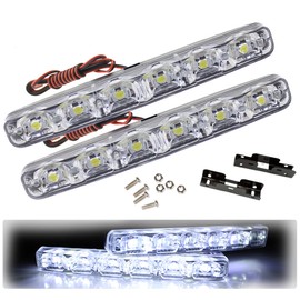 Eaglerich 2 Piece Universal Small Harpoon Car Auto 6 LED Daylight Driving Safety DRL Daytime Running Light Lamp