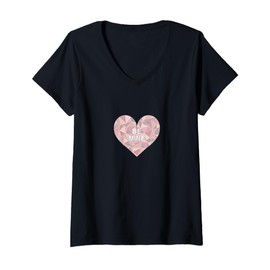 Womens Be Mine Valentine's Day Broken Heart Stained Glass Icon V-Neck T-Shirt