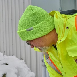 J. J. Keller & Associates, Inc. Reflective Knit Hat, Safety Beanie, Winter Hat, Lime, SAFEGEAR