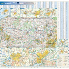 Globe Turner Pennsylvania State Wall Map - 25" x 24" Laminated, Full Color, Glossy Finish, Street & Recreation Map
