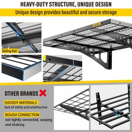 Aecxm 2 Pack-2x3ft Wall Garage Storage Shelf, Adjustable Sliding Rail Design Garage Wall Shelf, for Tool Room, Storage Garage Wall Storage Shelf (Black)