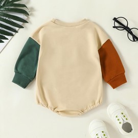 Newborn Baby Thanksgiving Bodysuit Boys Girls Gobble Turkey Sweatshirt Romper Tops Infant Long Sleeve Jumpsuit Clothes (Gobble 1-Beige, 3-6 Months)