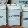 Darthome Retro Blue Tea Coffee Sugar Canisters Vintage Metal Square
