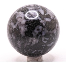 52mm 220g Indigo Gabbro Blizzard Stone Carved Sphere Polished Natural Mystic Merlinite Gemstone Crystal Mineral Décor Ball - Madagascar + Stan