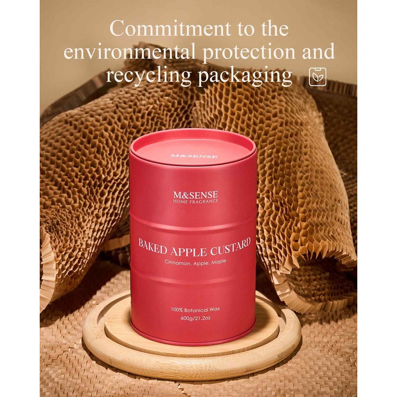 M&SENSE Baked Apple Scented Candles Large, Natural Soy Candles 21.2oz