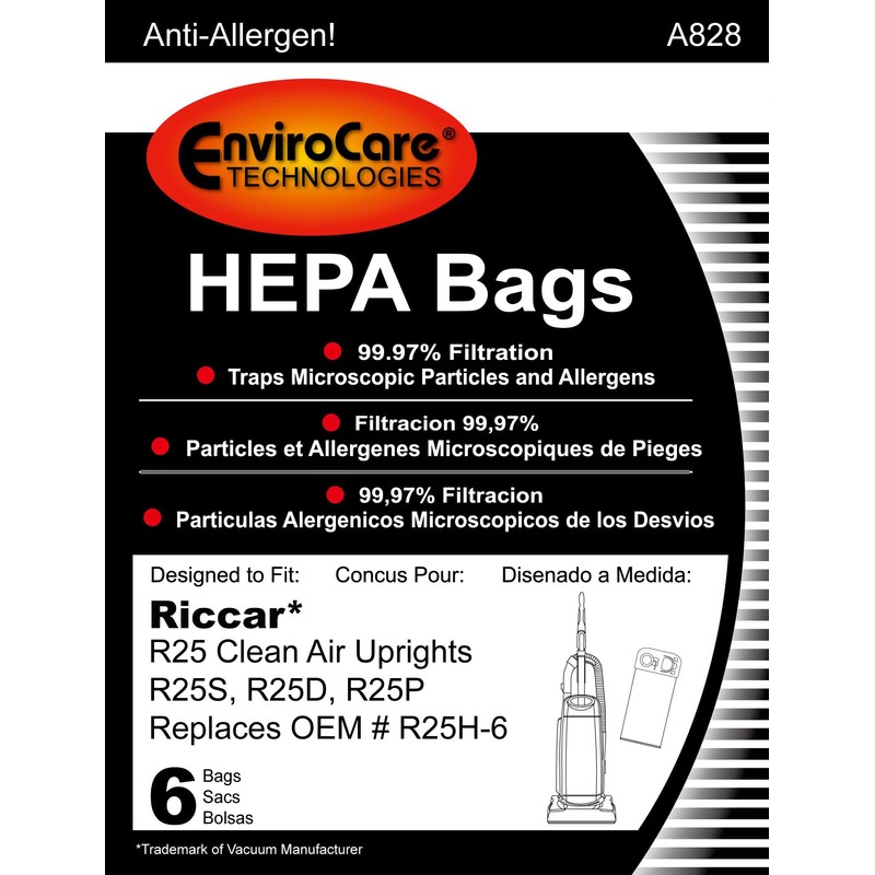 EnviroCare Replacement HEPA Vacuum Cleaner Bags Designed to Fit Riccar