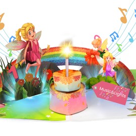 Musical Birthday Card for 1st Girls, Pop Up 3D Birthday Card for 1 Year-old Daughter, Granddaughter, Niece - Fairy birthday cards with music for 1-Year-Old Girls