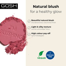 GOSH I'm Blushing Rouge Powder, Powder Blush for Emphasized Cheeks, Light, Silky Formula, Mattifying Powder for Natural Makeup Looks, Suitable for All Skin Types, 100% Vegan, 003 Passion