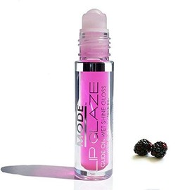 MODE Lip Glaze Wildberry Flavored Lip Gloss, Roll On Wet Shine, Hydrating Moisturizing Sweet Almond, Areni Noir, Wild Rose Natural Skincare Fruit Oils - Vegan, No Cruelty, NY Made, 4ml