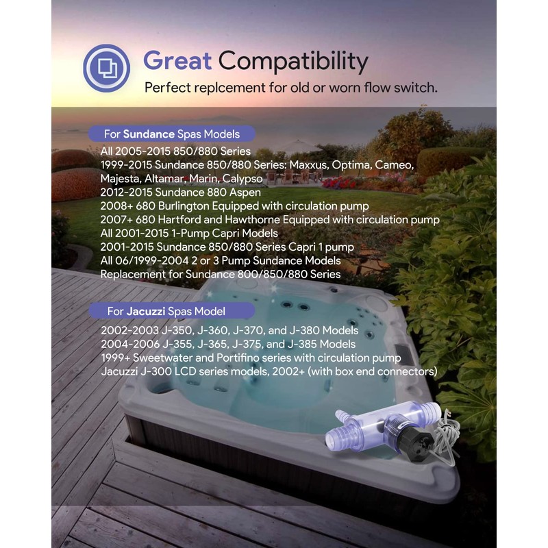 sixcow 6560-860 Flow Switch for Sundancep Spas, Jacuzzi Spas, Hot