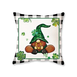 ONWAY St Patricks Day Lumbar Pillow Cover 20x20 Buffalo Plaid Shamrock Clover Lucky Decorative Farmhouse Throw Pillows St Patrick's Day Cushion Case for Sofa Couch Home Bed Decor