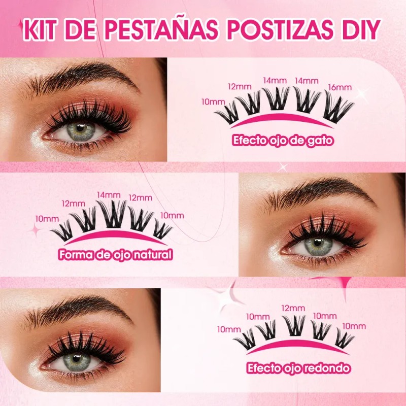 96pzs Pestañas Postizas Kit Con Rizador De Pestañas Y Pinzas