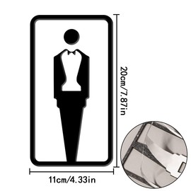 Washroom Signs, 2 Pcs Toilet Door Accessories Symbol Signs for Hotel, Office, Restaurant, Mall (Black)