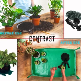 BIUWING - Tapete extragrande para plantas y macetas, grueso e impermeable para trasplante de plantas en interiores y control de desorden, tapete plegable para macetas suculentas para interiores, tapete portátil de jardinería (43 x 30 pulgadas, verde)