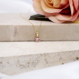 Carissima Ladies 9ct Yellow Gold 5mm Cubic Zirconia Birthstone Pendant on 9ct Yellow Gold 20 Diamond Cut Curb Chain of 46cm, Yellow Gold, Cubic Zirconia