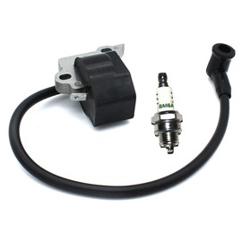 Ignition Coil With Spark Plug BM6A For Poulan 1900 1950 1975 1975LE 2025 2050 2055 2050LE 2050WT 2055LE 2075 2075LE 2075C 2075OC 2150 2150LE 2155 2175 2250 2250LE 2350 2375 2375LE BH2160 BH2160LE