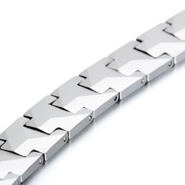 JewelryWe Punk Men's Heavy Magnetic Therapy Beads Tungsten Bracelet Link Wrist 8.4", Silver