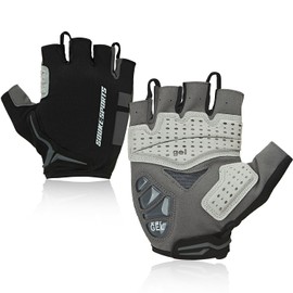 Souke Sports Cycling Gloves Men Women with Oil-Filled Gel Padding, Breathable Summer Half Finger Cycling Gloves for Mountain Bike, Road Bike, Fitness, Outdoor Sports (Black, XXL)