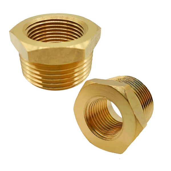 AMZDIAI Brass Reducer Bushing, 3/4" NPT Male to 3/8" NPT