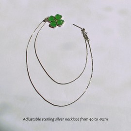 Lovasong Four Leaf Clover Jade Pendant 925 Silver Necklace Natural Green Aventurine Good Luck St. Patrick's Day Spiritual Healing Protection, Sterling Silver, Jade