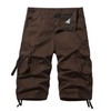 AOYOG Men's Cargo Shorts 3/4 Cotton Relaxed Fit Below Knee Capri Cargo Pants Coffee