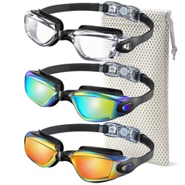 NSSIW Swim-Goggles-Adult Goggles-Swimming-men and Women: Anti Fog No Leak and Ultra-wide Field of View 3 Pack