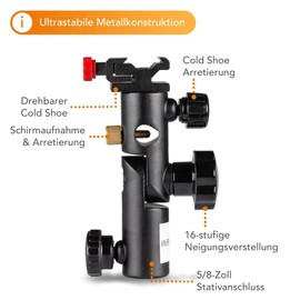 Walimex metal flash and umbrella holder (for compact flashes and reflex/translucent umbrellas)