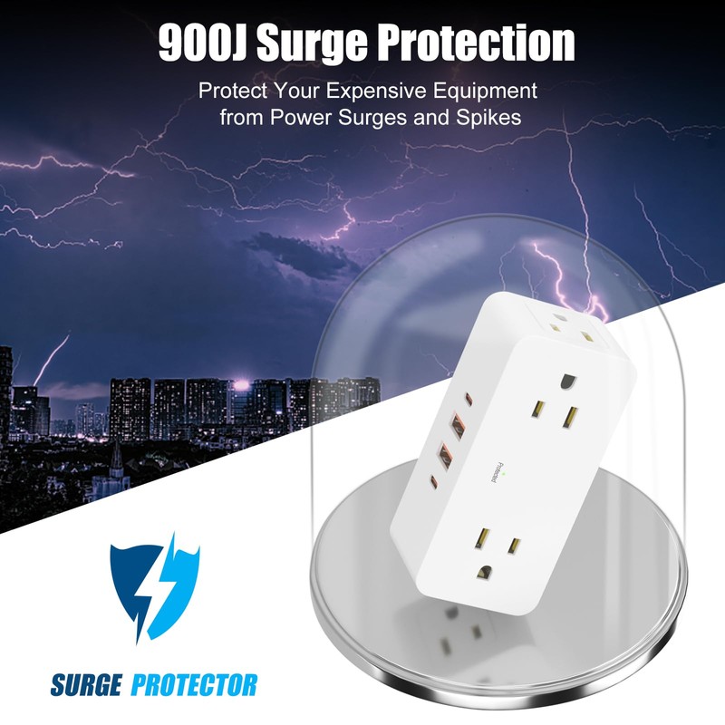 Surge Protector Outlet Extender with Rotating Plug, Multi Plug Outlet