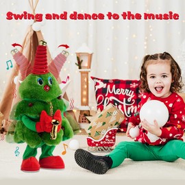 zerotop 16.9 Inch Christmas Tree Cuddly Toys Plush Christmas Decoration Stuffed Toys Music LED Luminous Singing Dancing Plush Toys Plush Doll Toy Home Desktop Decoration Children Gift