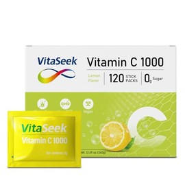 Vitamin C 1000mg Powder Packets Sugar Free Drink Mix Individual Serving Sticks Lemon Flavors On The Go Immune Support for Adults 120 Count