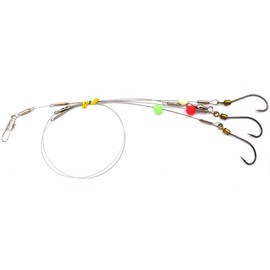 Fishing Hook with Leader,5 Hooks Fishing Rig-7 Strands Nylon Coated Fishing Leader with Swivle,Snap,Hooks (3 Hooks rig, 18#)