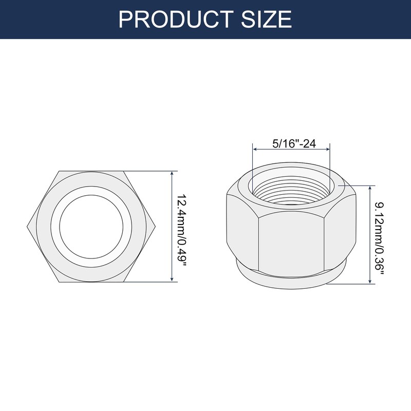 sourcing map 25Pcs 5/16"-24 Nylon Insert Hex Lock Nuts, 304